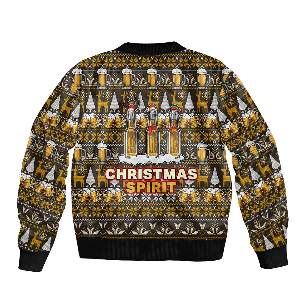 Spirit Beer Christmas Sleeve Zip Bomber Jacket Xmas Holiday Patterns - Wonder Print Shop