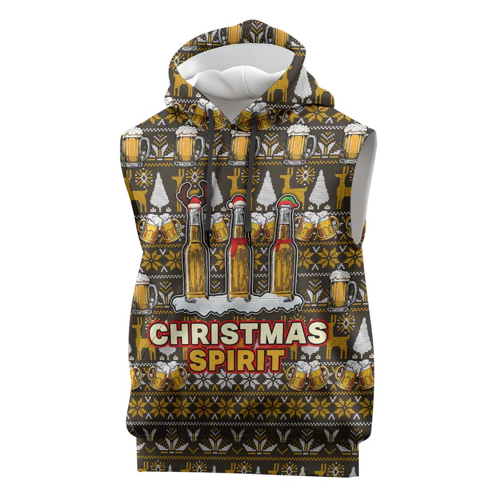 Spirit Beer Christmas Sleeveless Hoodie Xmas Holiday Patterns - Wonder Print Shop