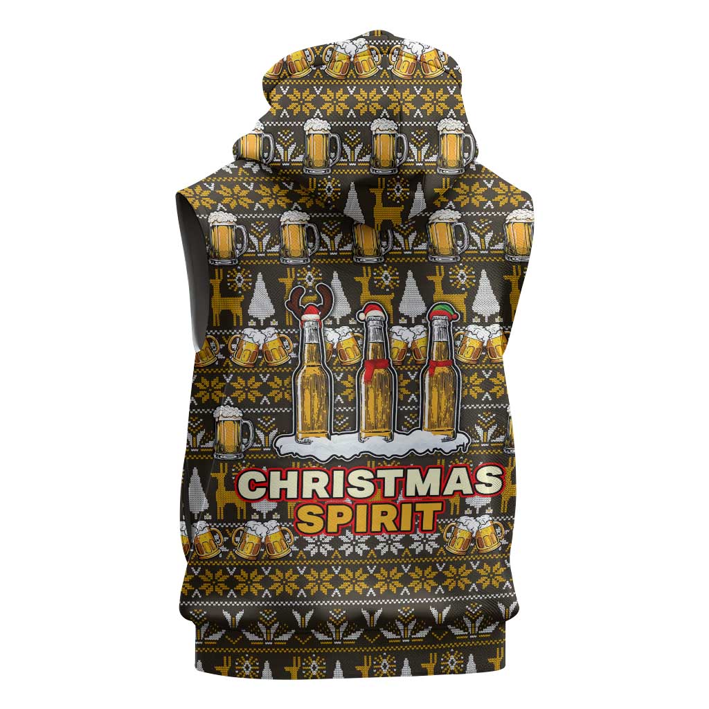 Spirit Beer Christmas Sleeveless Hoodie Xmas Holiday Patterns - Wonder Print Shop