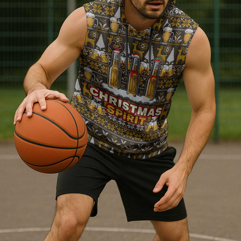 Spirit Beer Christmas Sleeveless Hoodie Xmas Holiday Patterns - Wonder Print Shop
