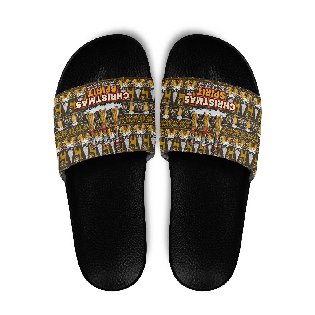 Spirit Beer Christmas Slide Sandals Xmas Holiday Patterns - Wonder Print Shop