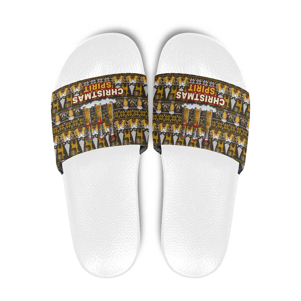 Spirit Beer Christmas Slide Sandals Xmas Holiday Patterns - Wonder Print Shop