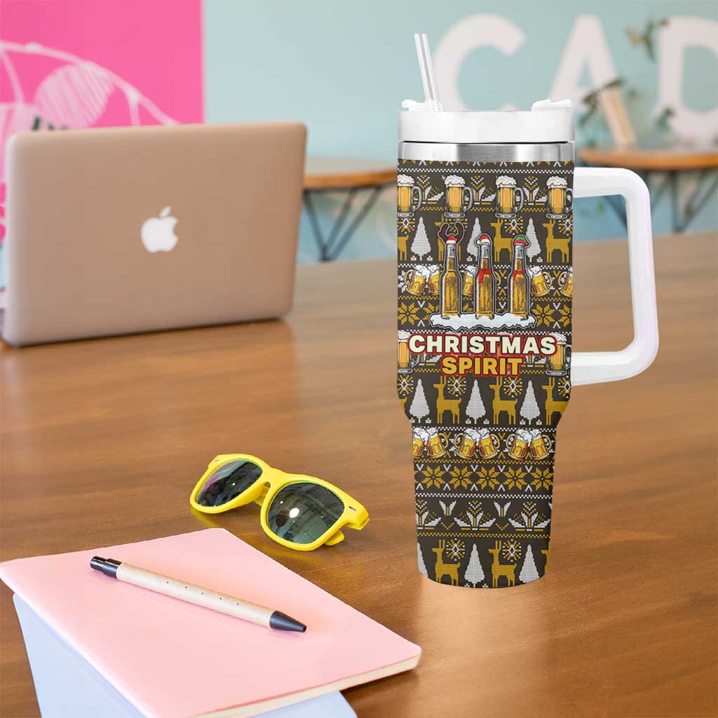 Spirit Beer Christmas Tumbler With Handle Xmas Holiday Patterns - Wonder Print Shop