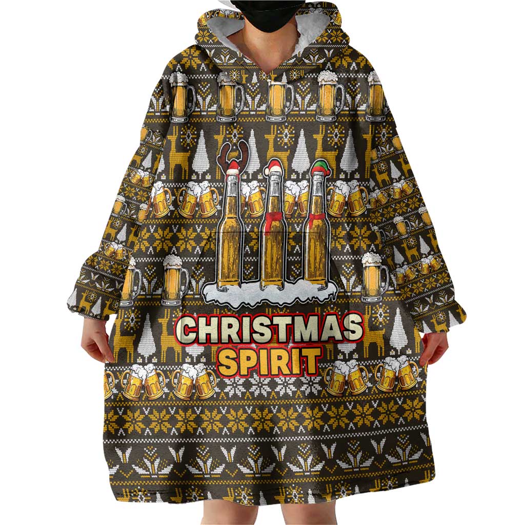 Spirit Beer Christmas Wearable Blanket Hoodie Xmas Holiday Patterns - Wonder Print Shop