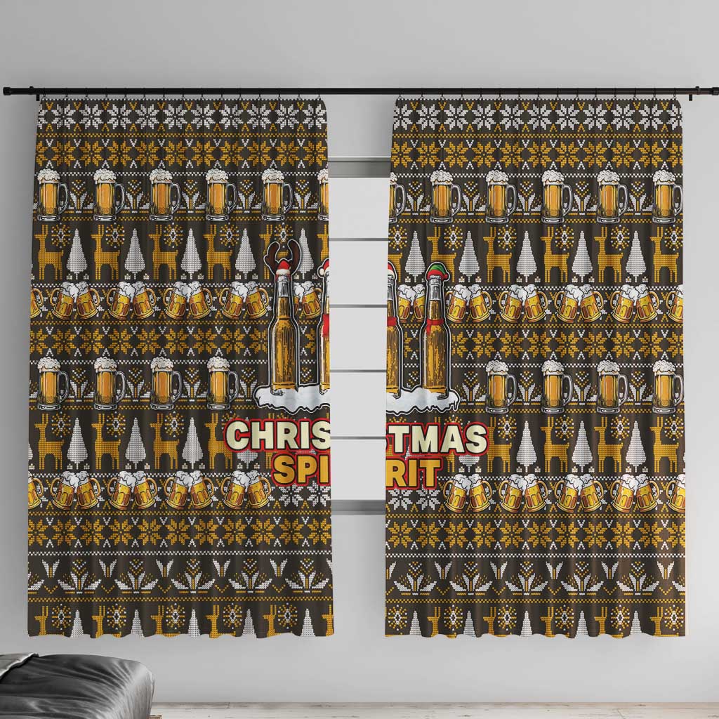 Spirit Beer Christmas Window Curtain Xmas Holiday Patterns - Wonder Print Shop