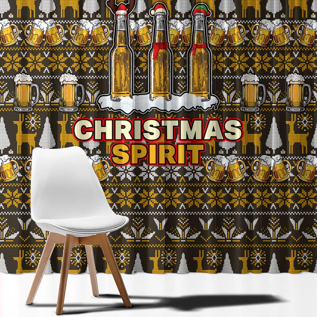 Spirit Beer Christmas Window Curtain Xmas Holiday Patterns - Wonder Print Shop