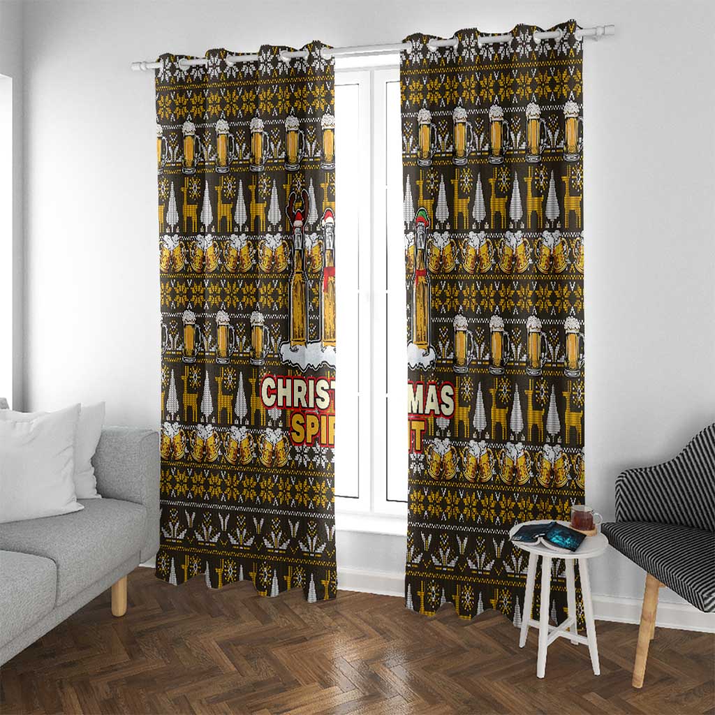 Spirit Beer Christmas Window Curtain Xmas Holiday Patterns - Wonder Print Shop