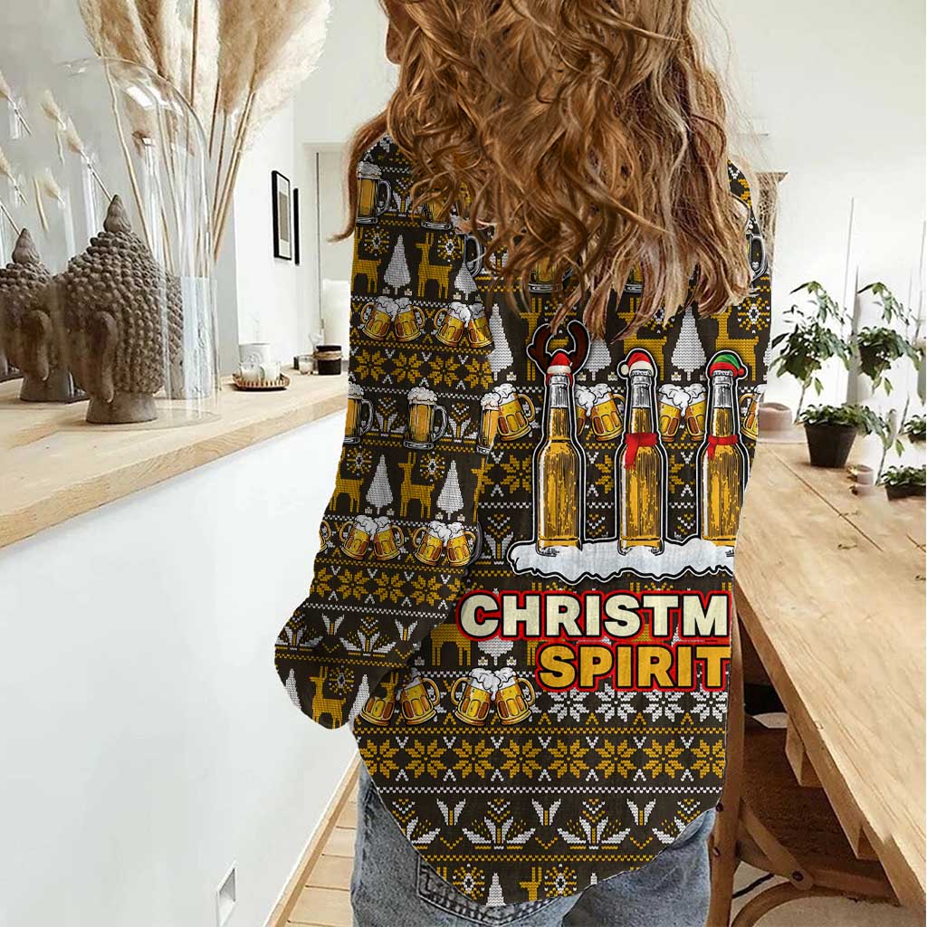 Spirit Beer Christmas Women Casual Shirt Xmas Holiday Patterns - Wonder Print Shop