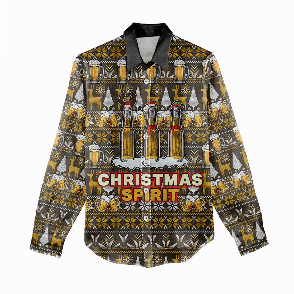 Spirit Beer Christmas Women Casual Shirt Xmas Holiday Patterns - Wonder Print Shop