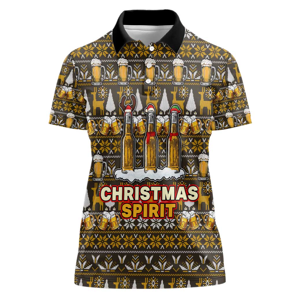 Spirit Beer Christmas Women Polo Shirt Xmas Holiday Patterns - Wonder Print Shop