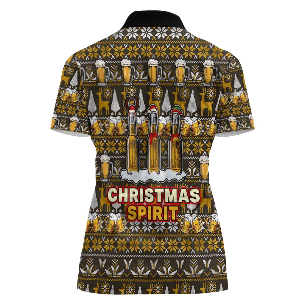 Spirit Beer Christmas Women Polo Shirt Xmas Holiday Patterns - Wonder Print Shop