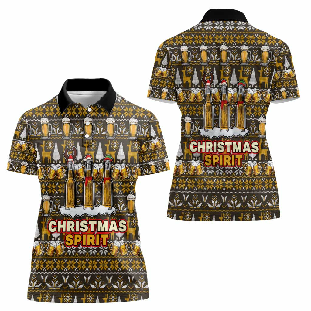 Spirit Beer Christmas Women Polo Shirt Xmas Holiday Patterns - Wonder Print Shop