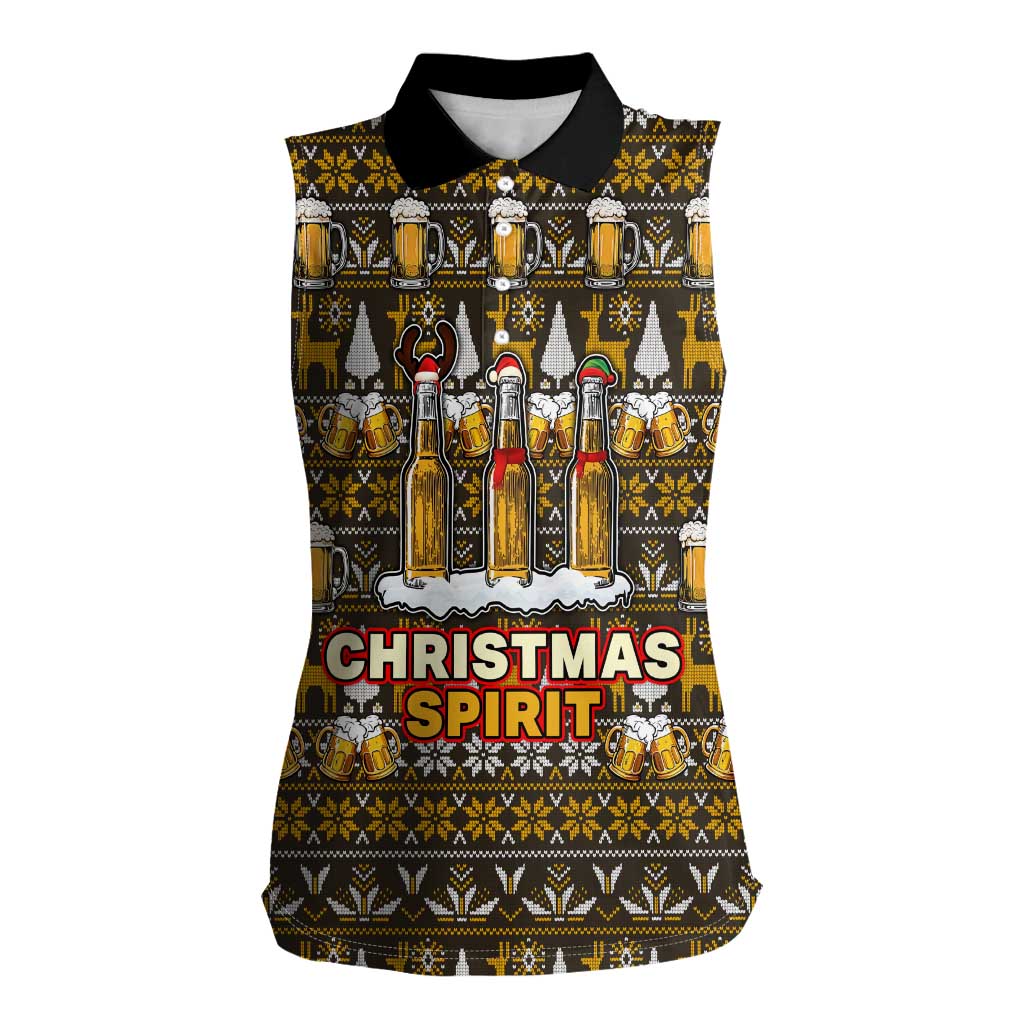 Spirit Beer Christmas Women Sleeveless Polo Shirt Xmas Holiday Patterns - Wonder Print Shop