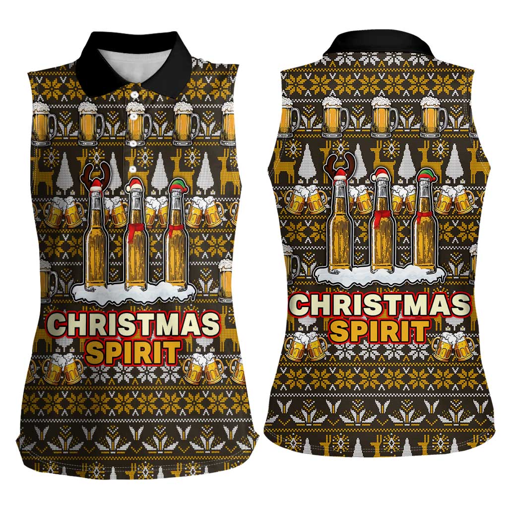 Spirit Beer Christmas Women Sleeveless Polo Shirt Xmas Holiday Patterns - Wonder Print Shop