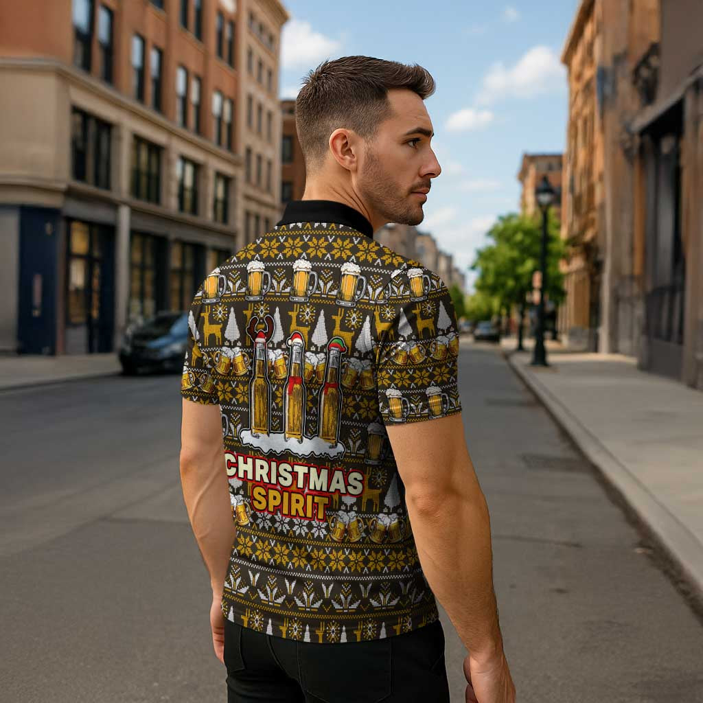 Spirit Beer Christmas Zipper Polo Shirt Xmas Holiday Patterns - Wonder Print Shop