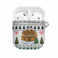 Jordan Christmas AirPods Case with Petra Monastery Snow Christmas Trees and Candy Cane Pattern - Wonder Print Shop