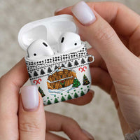 Jordan Christmas AirPods Case with Petra Monastery Snow Christmas Trees and Candy Cane Pattern - Wonder Print Shop