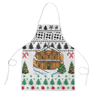 Jordan Christmas Apron with Petra Monastery Snow Christmas Trees and Candy Cane Pattern - Wonder Print Shop