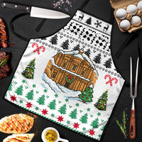 Jordan Christmas Apron with Petra Monastery Snow Christmas Trees and Candy Cane Pattern - Wonder Print Shop