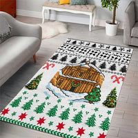 Jordan Christmas Area Rug with Petra Monastery Snow Christmas Trees and Candy Cane Pattern - Wonder Print Shop