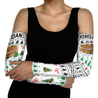 Jordan Christmas Arm Sleeves with Petra Monastery Snow Christmas Trees and Candy Cane Pattern - Wonder Print Shop