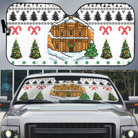 Jordan Christmas Auto Sun Shade with Petra Monastery Snow Christmas Trees and Candy Cane Pattern - Wonder Print Shop