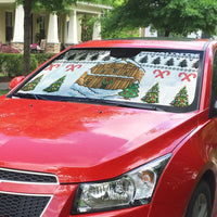 Jordan Christmas Auto Sun Shade with Petra Monastery Snow Christmas Trees and Candy Cane Pattern - Wonder Print Shop