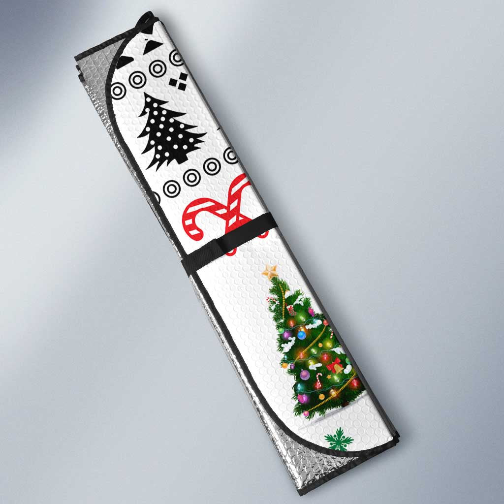 Jordan Christmas Auto Sun Shade with Petra Monastery Snow Christmas Trees and Candy Cane Pattern - Wonder Print Shop