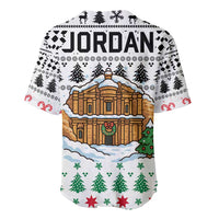 Jordan Christmas Baseball Jersey with Petra Monastery Snow Christmas Trees and Candy Cane Pattern - Wonder Print Shop