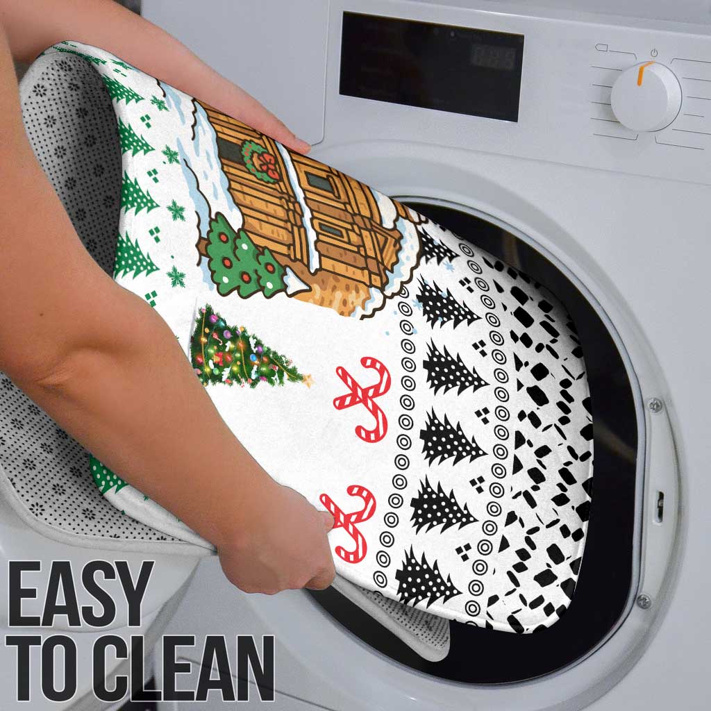 Jordan Christmas Bathroom Set with Petra Monastery Snow Christmas Trees and Candy Cane Pattern - Wonder Print Shop