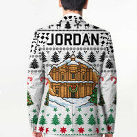 Jordan Christmas Blazer with Petra Monastery Snow Christmas Trees and Candy Cane Pattern - Wonder Print Shop