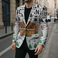 Jordan Christmas Blazer with Petra Monastery Snow Christmas Trees and Candy Cane Pattern - Wonder Print Shop
