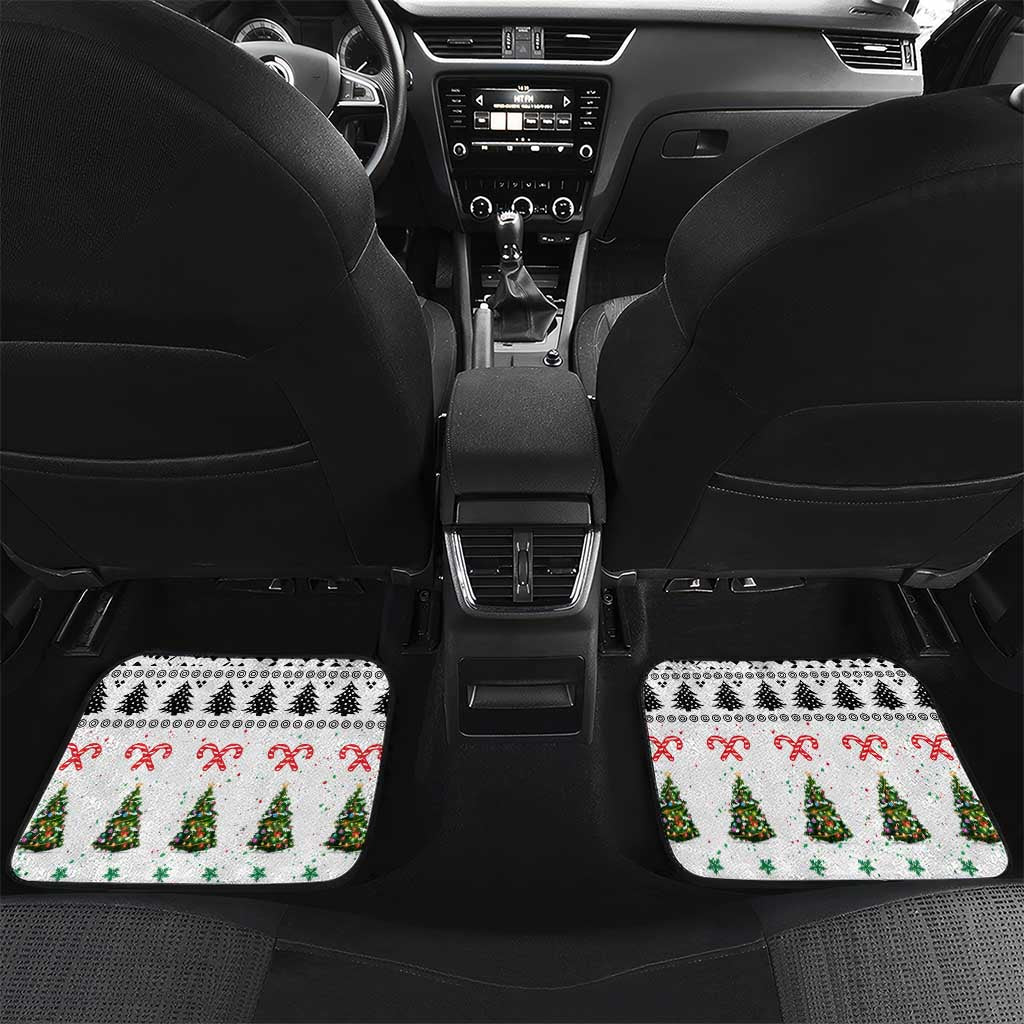 Jordan Christmas Car Mats with Petra Monastery Snow Christmas Trees and Candy Cane Pattern - Wonder Print Shop