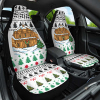 Jordan Christmas Car Seat Cover with Petra Monastery Snow Christmas Trees and Candy Cane Pattern - Wonder Print Shop