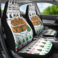 Jordan Christmas Car Seat Cover with Petra Monastery Snow Christmas Trees and Candy Cane Pattern - Wonder Print Shop