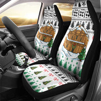 Jordan Christmas Car Seat Cover with Petra Monastery Snow Christmas Trees and Candy Cane Pattern - Wonder Print Shop