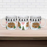 Jordan Christmas Ceramic Mug with Petra Monastery Snow Christmas Trees and Candy Cane Pattern - Wonder Print Shop