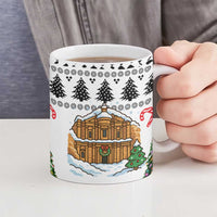 Jordan Christmas Ceramic Mug with Petra Monastery Snow Christmas Trees and Candy Cane Pattern - Wonder Print Shop