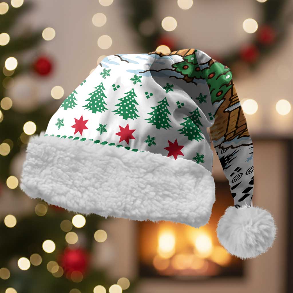 Jordan Christmas Santa Hat with Petra Monastery Snow Christmas Trees and Candy Cane Pattern - Wonder Print Shop