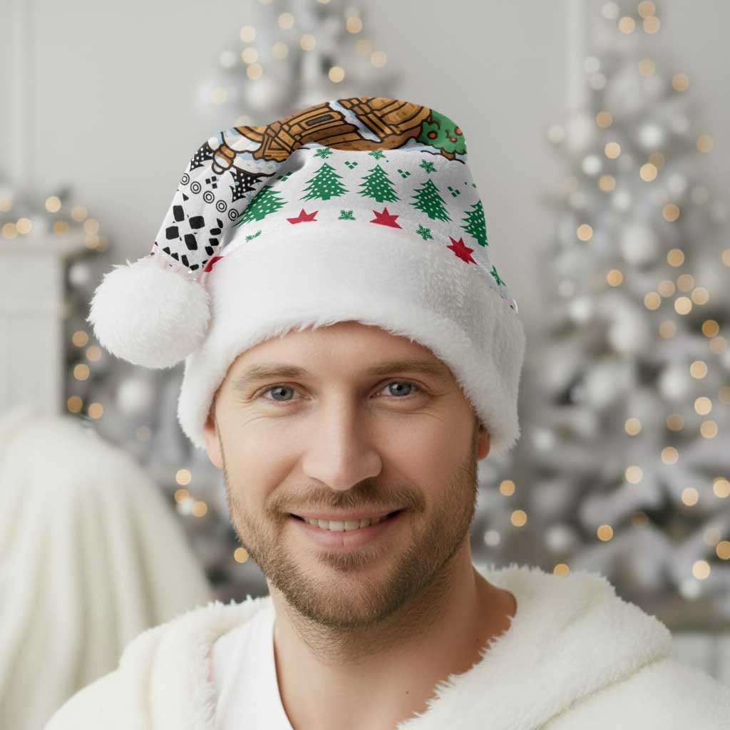 Jordan Christmas Santa Hat with Petra Monastery Snow Christmas Trees and Candy Cane Pattern - Wonder Print Shop