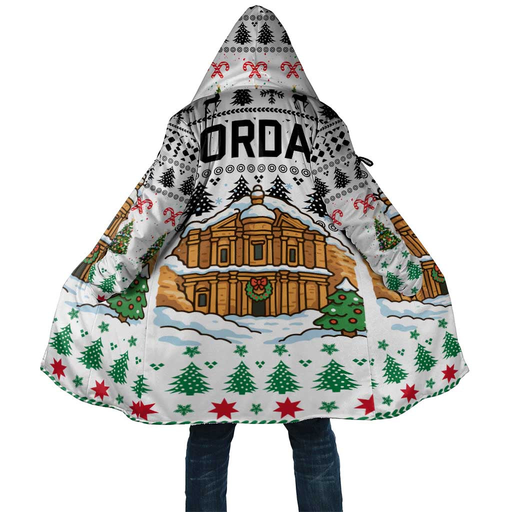 Jordan Christmas Cloak with Petra Monastery Snow Christmas Trees and Candy Cane Pattern - Wonder Print Shop