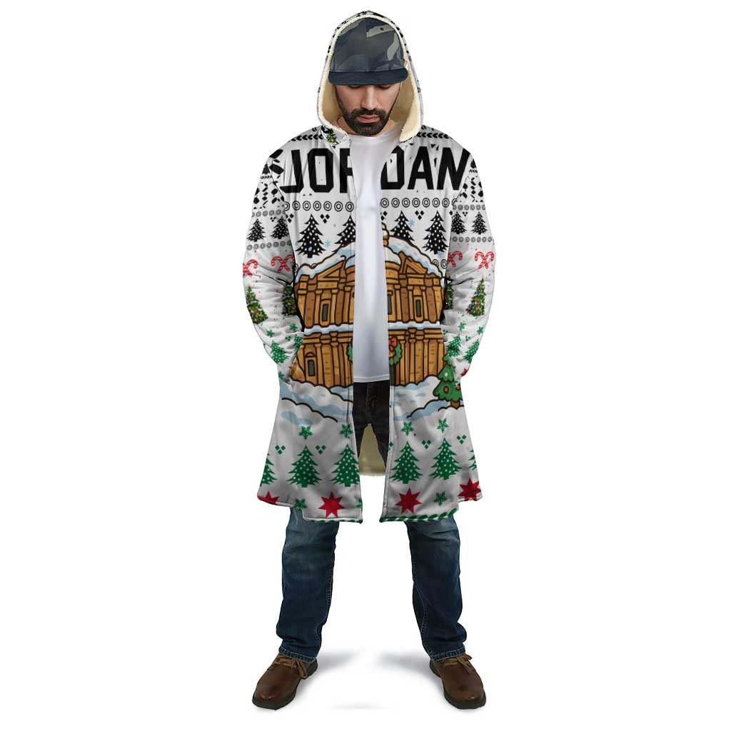 Jordan Christmas Cloak with Petra Monastery Snow Christmas Trees and Candy Cane Pattern - Wonder Print Shop