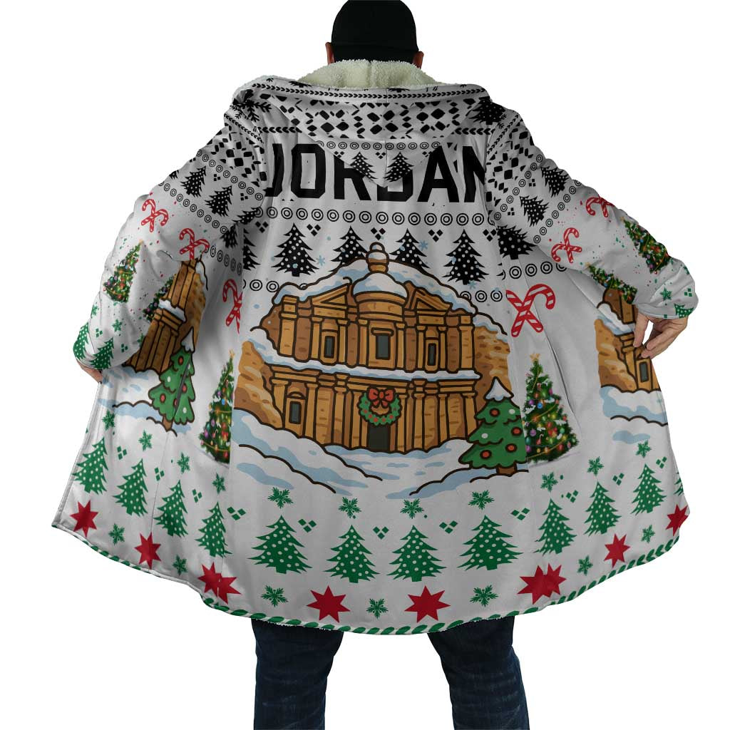 Jordan Christmas Cloak with Petra Monastery Snow Christmas Trees and Candy Cane Pattern - Wonder Print Shop