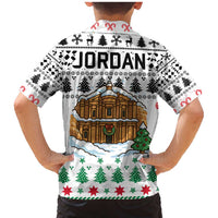 Jordan Christmas Family Matching Mermaid Dress and Hawaiian Shirt with Petra Monastery Snow Christmas Trees and Candy Cane Pattern - Wonder Print Shop