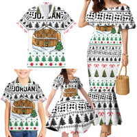 Jordan Christmas Family Matching Mermaid Dress and Hawaiian Shirt with Petra Monastery Snow Christmas Trees and Candy Cane Pattern - Wonder Print Shop