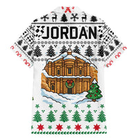 Jordan Christmas Family Matching Mermaid Dress and Hawaiian Shirt with Petra Monastery Snow Christmas Trees and Candy Cane Pattern - Wonder Print Shop
