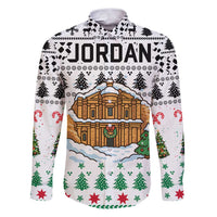 Jordan Christmas Family Matching Puletasi and Hawaiian Shirt with Petra Monastery Snow Christmas Trees and Candy Cane Pattern - Wonder Print Shop