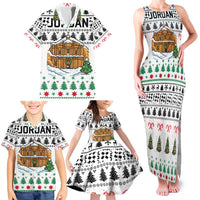 Jordan Christmas Family Matching Tank Maxi Dress and Hawaiian Shirt with Petra Monastery Snow Christmas Trees and Candy Cane Pattern - Wonder Print Shop
