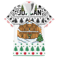 Jordan Christmas Family Matching Tank Maxi Dress and Hawaiian Shirt with Petra Monastery Snow Christmas Trees and Candy Cane Pattern - Wonder Print Shop
