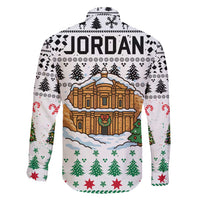 Jordan Christmas Family Matching Tank Maxi Dress and Hawaiian Shirt with Petra Monastery Snow Christmas Trees and Candy Cane Pattern - Wonder Print Shop